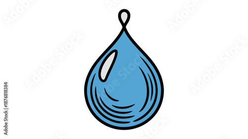 Azure Drop of Purity: An illustration of a singular, pristine water droplet, representing the life-giving essence of the world, highlighting concepts of freshness, purity.