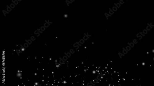 Seamless loop snow animation and motion graphics big and small snowflakes and falling snow with black background, snow, star, rain