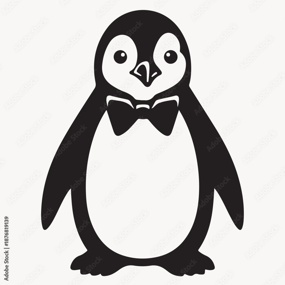 Fototapeta premium Adorable Penguin Character Wearing a Bowtie Vector Illustration