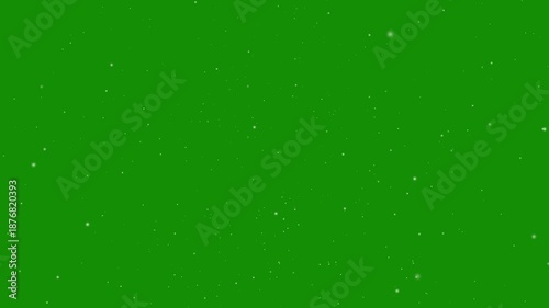Loop snow animation and motion graphics big and small snowflakes and falling snow with green background, snow, star