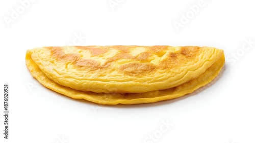 Delicious folded omelette on a white background