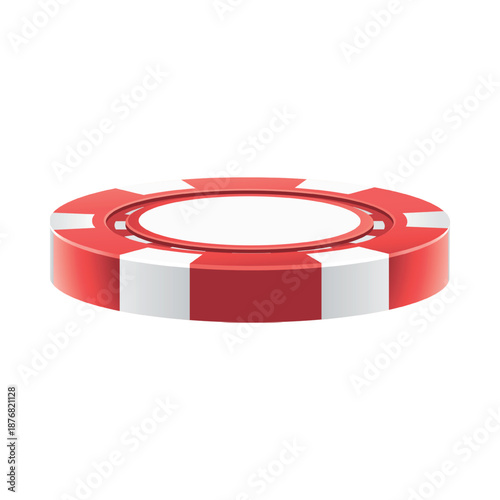 Red and White Casino Poker Chip on White Background