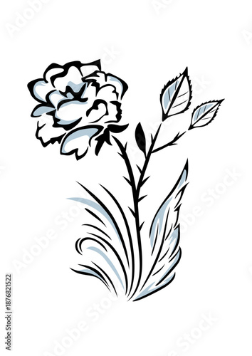 Stylized outlined rose