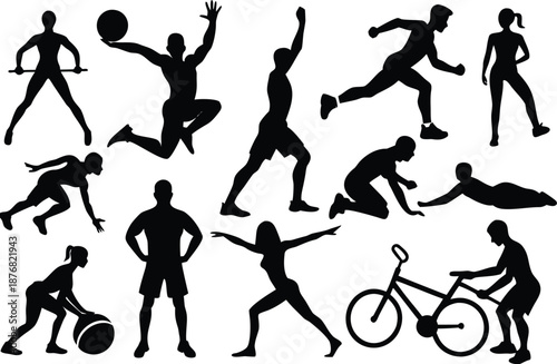 Sports silhouettes collection isolated on transparent background, Vector, illustration