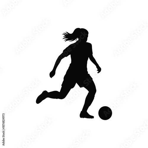 a woman plays soccer with a ball