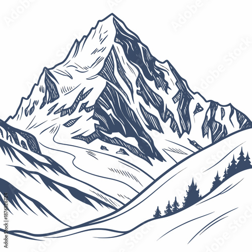 Majestic snow-capped mountain range