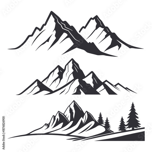 Mountain silhouettes in various shapes