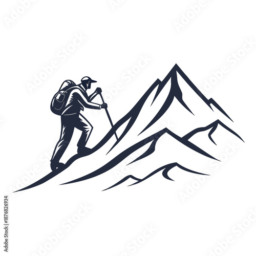Hiker ascending mountain