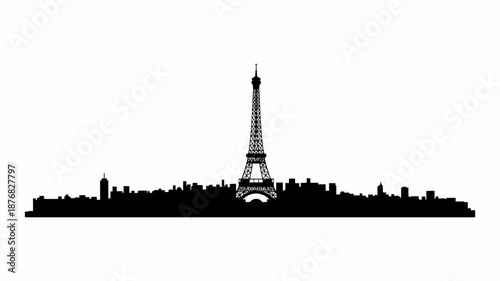 Minimalist paris city skyline silhouette with eiffel tower