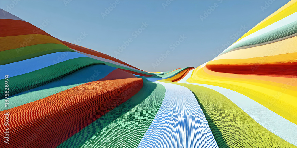 Obraz premium Chromatic Terrain: Waves of Wonder, ai generated.