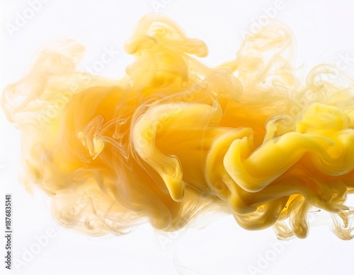 isolated yellow fog on white background ethereal mist effect soft haze and atmospheric overlay for creative designs