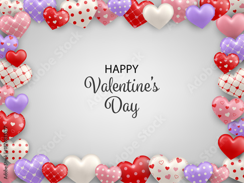 valentine's day frame with colorful hearts 