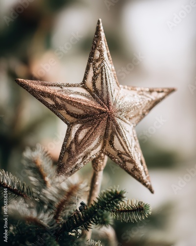 Beautiful Christmas Tree Topper Star Ornament with Glitter and Elegance for Festive Holiday Season Decoration
