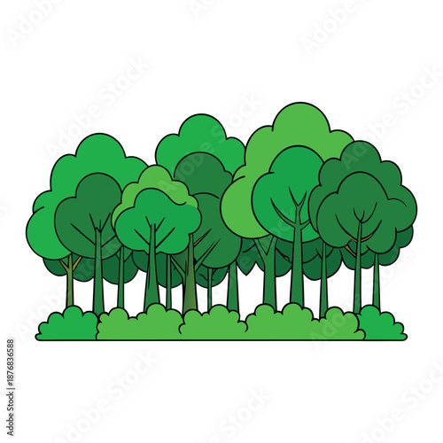 Lush emerald forest with dense greenery, sun-dappled leaves, and winding paths, alive with nature’s serenity, inviting peaceful walks and deep breaths of fresh air.
