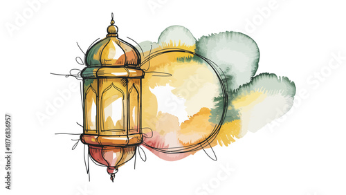 Golden Lantern and Crescent Moon: Artistic representation of the crescent moon and an illuminated lantern, symbolizing peace, faith, and the spirituality of the season.