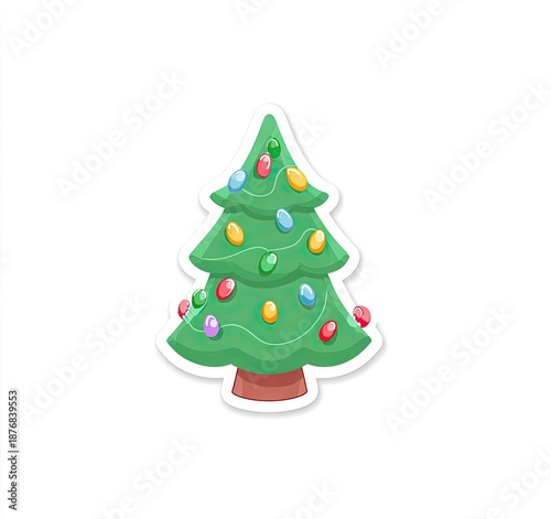 Wallpaper Mural Decorated christmas tree illustration on white background holiday design Torontodigital.ca