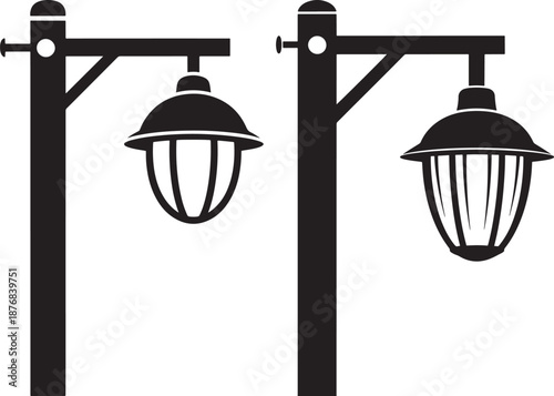 Silhouette of street light icon on white background