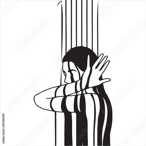 Woman behind bars  vector