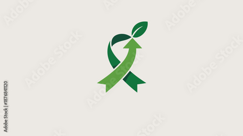 Green ribbon with leaf Vector