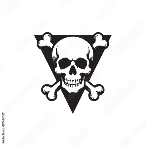 Skull and crossbones in a triangle  vector