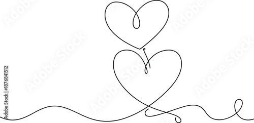 Minimalist heart line art, continuous love drawing, romantic abstract sketch, elegant valentine design, black line hearts, modern wall decor