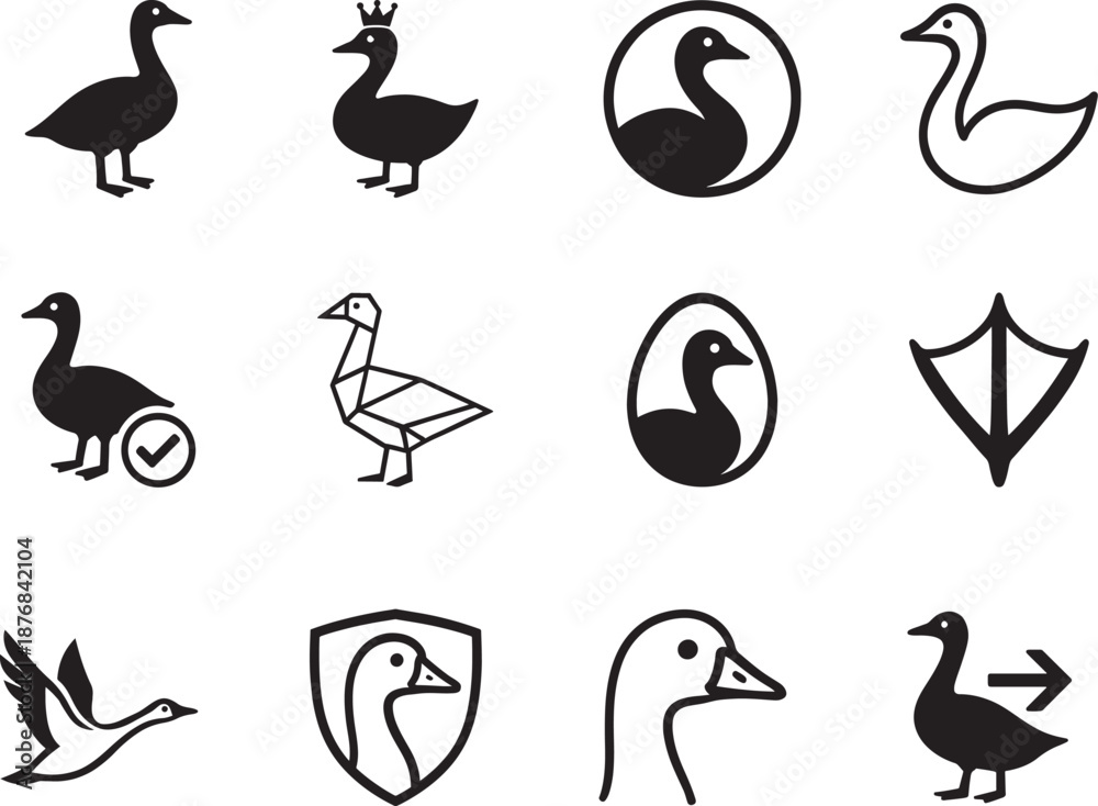 Obraz premium Gooseq icon set with clean editable vector EPS symbols, modern flat design for web, app, UI and print use.