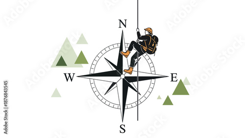 Achieving Great Height Climbing On Compass Rose For Direction And Adventure