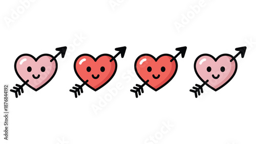 Four hearts with arrows Vector