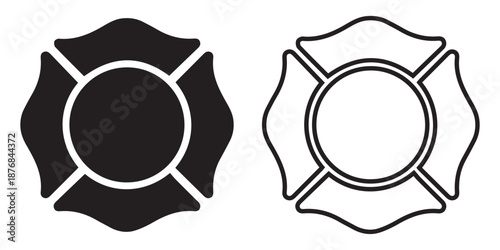 Firefighter Maltese Cross Emblem Icon Set – St Florian Fire Department Badge Logo 
Vector