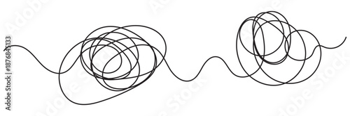 Abstract Doodle Scribble Vector – Messy Tangle Chaos Lines Transforming Into Clear Path, Problem 
Solving and Thinking Process Concept