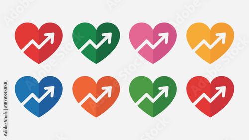 Colorful hearts with upward arrows Vector
