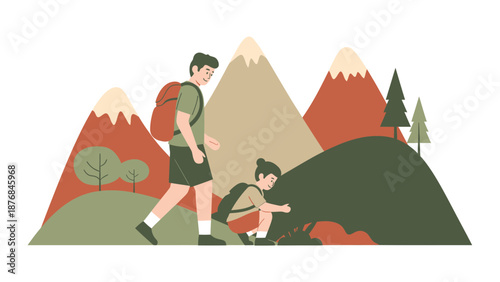 Adventurous Family Explores Breathtaking Mountainous Landscapes With Backpacks Together