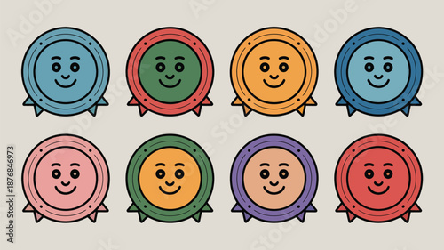 Colorful smiley badges Vector