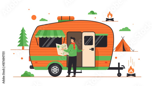 Adventurous Trip Planning With Camper Van Camping Adventure Landscape