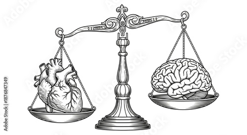 Balancing Heart and Brain on Scales for Emotional Intelligence Rational Thinking Business Ethics and Wellness
