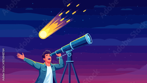 Astronomer Observes A Spectacular Meteor Shower Through His Telescope At Night