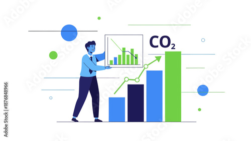 Analyst Shows Graphical Analysis Of Carbon Dioxide Emission Rising Steadily