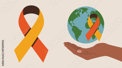 Global support and awareness ribbon Vector
