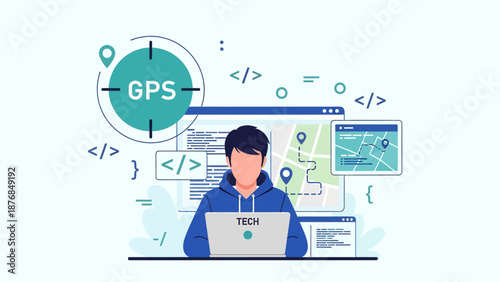 Application Developer Working on New GPS Navigation Application Using Code Interface