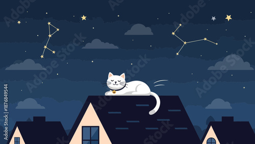 Aromatic Evening Serenity A Cat Nap On The Roof Under The Stars