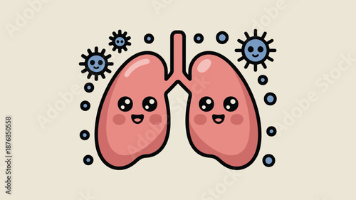 Kidneys with happy faces surrounded by germs Vector