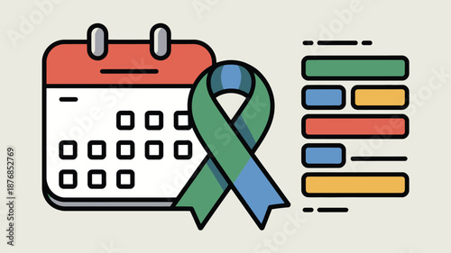 Calendar with awareness ribbon Vector