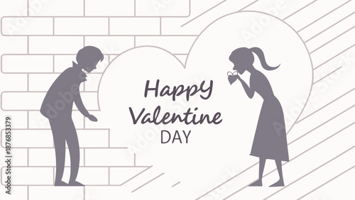 Happy Valentine's Day couple exchanging love with heart