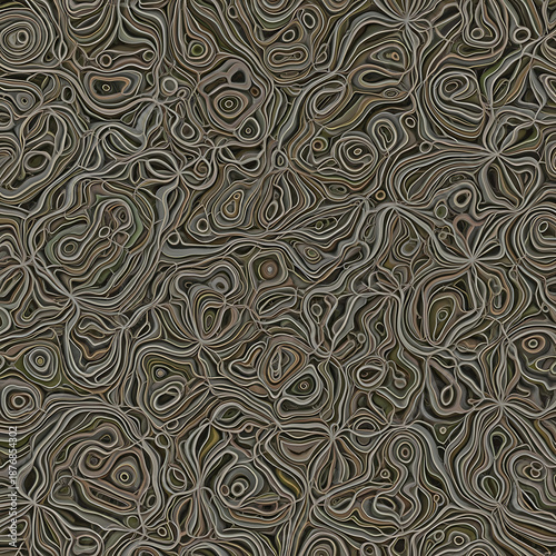 Abstract Organic Topographic Line Pattern Background in Earth Tone Colors