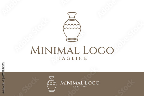 pottery logo in linear line art design style