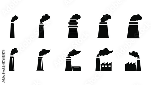 Factory chimney with smoke icon silhouette vector illustration symbol