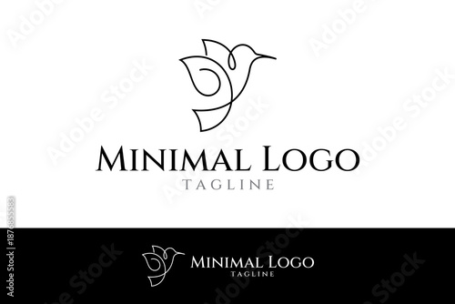 Bird minimal line art logo template