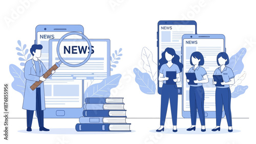 HR manager with employee at interview and business flow chart. Employee assessment software, HR company system, employee check programme concept, flat vector modern illustration 
