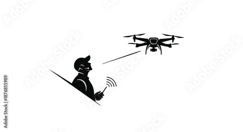 Person controlling a drone with a remote, illustrating aerial technology and remote operation.
