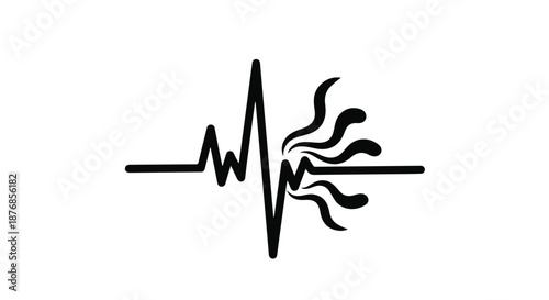 Heartbeat wave transforming into flowing energy streams on white background